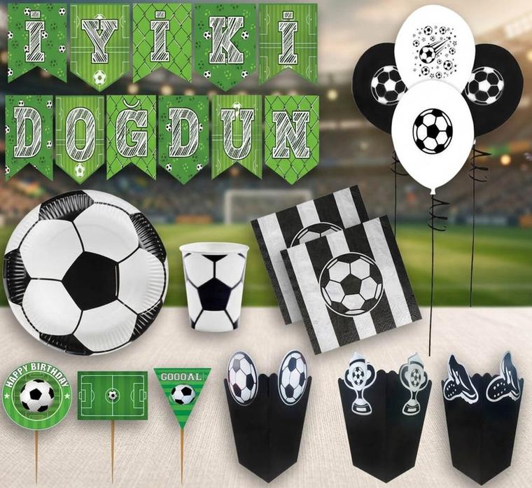 Futbol Doğum Günü Konsepti Parti Seti 8 Kişilik