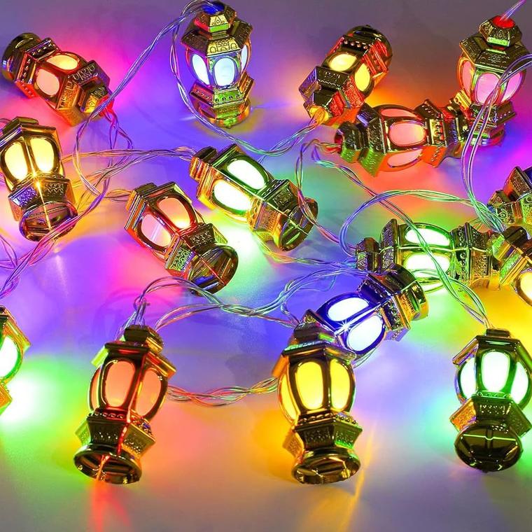 Renkli Kandil Şeklinde Ramazan Led Işık 2 Metre