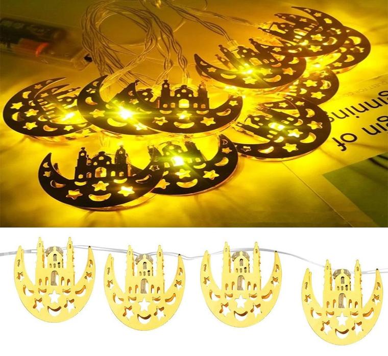 Ramazan Ayı Hilal ve Cami Figürlü Pilli Led Işık