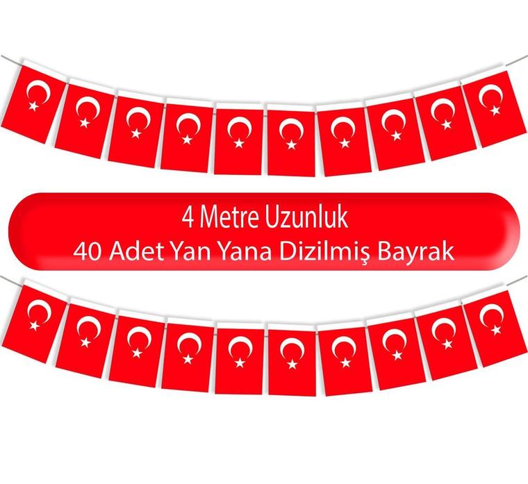 Türk Bayrağı Kağıt Süslemesi Orta Boy