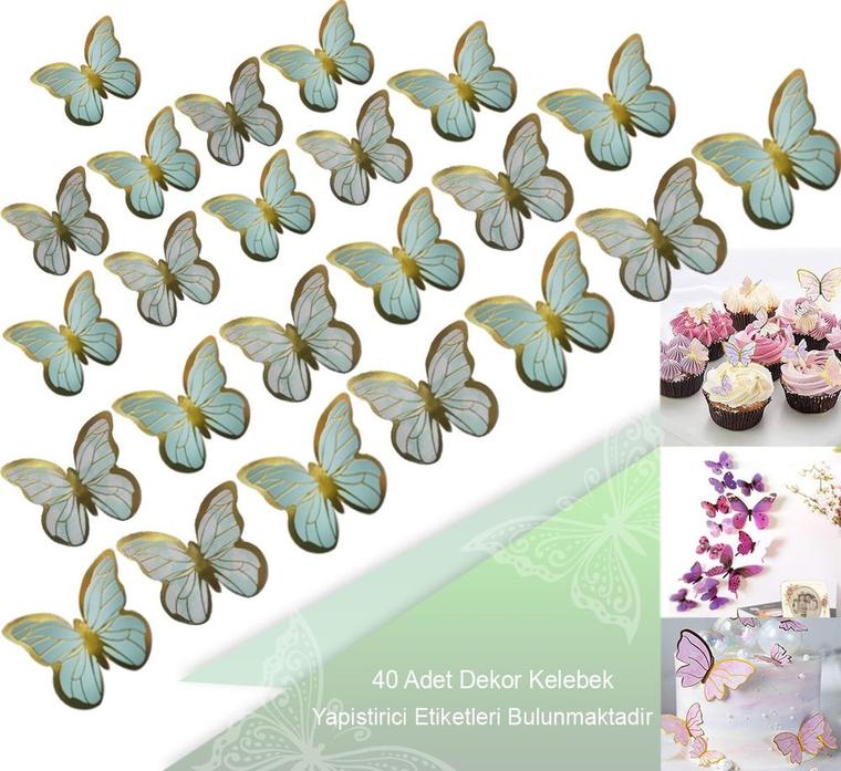 Kelebek Şeklinde Su Yeşili Renk Dekoratif Süslemeler