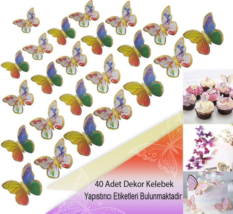 Gökkuşağı Renkli Dekoratif Kelebek Süs